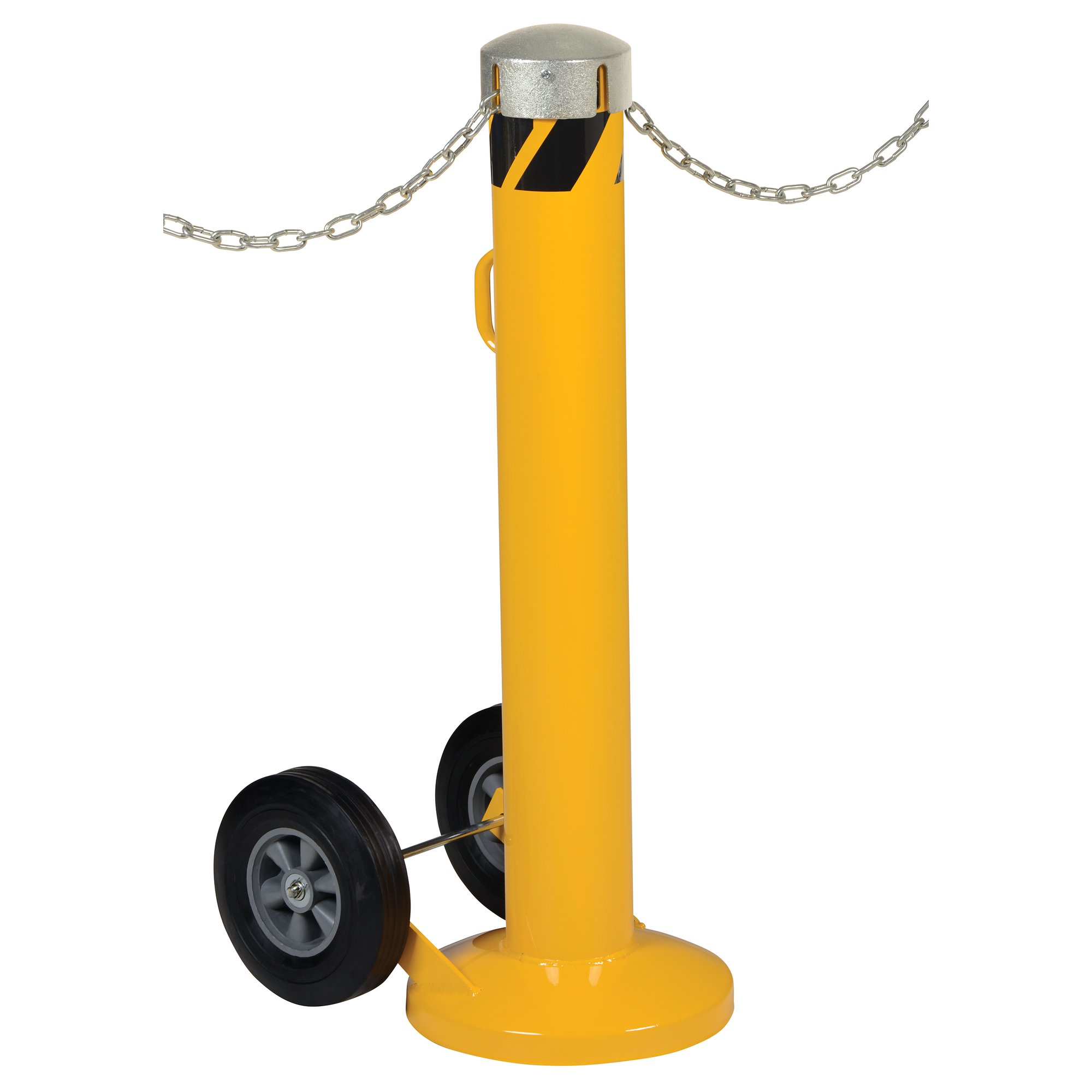 Vestil Steel Movable Bollard with Wheels — 42in. x 5.5in., Yellow, Removable Bolt-On Steel Cap, Model# BOL-MB-JKS-42-5.5
